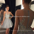 Sexy Ballkleid Prom Kleider für Graduierung 2017 Robe de Soiree Courte Kristall galajurken Heimkehr Short Grau Party Kleider MC887